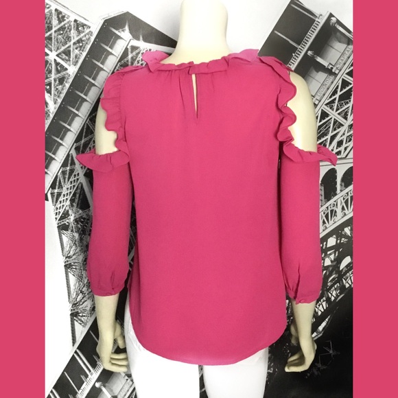 MINE Fuchsia Cold Shoulder Blouse - Picture 3 of 4